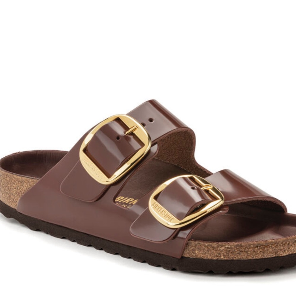 BIRKENSTOCK ARIZONA BIG BUCKLE NATURAL LEATHER PATENT (IT38)